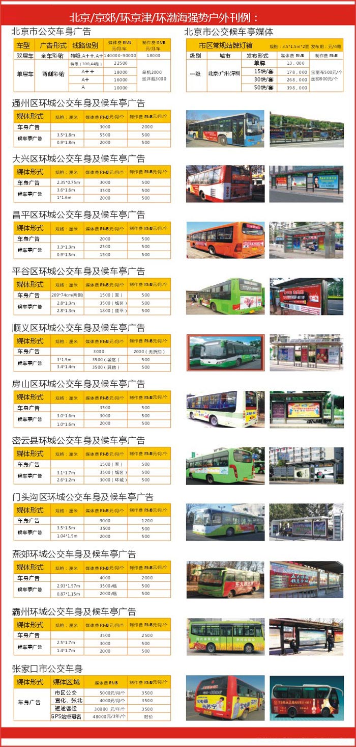 公交车广告报价表